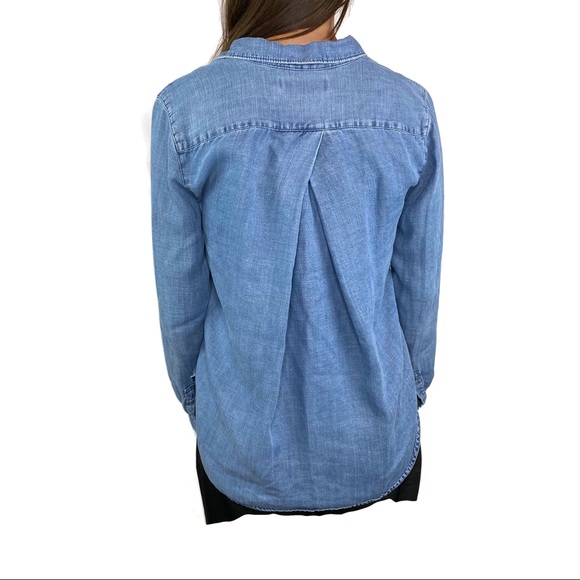 Ann Taylor Loft Blue Soft Denim Tunic front buttons With Collar Small - Picture 4 of 10